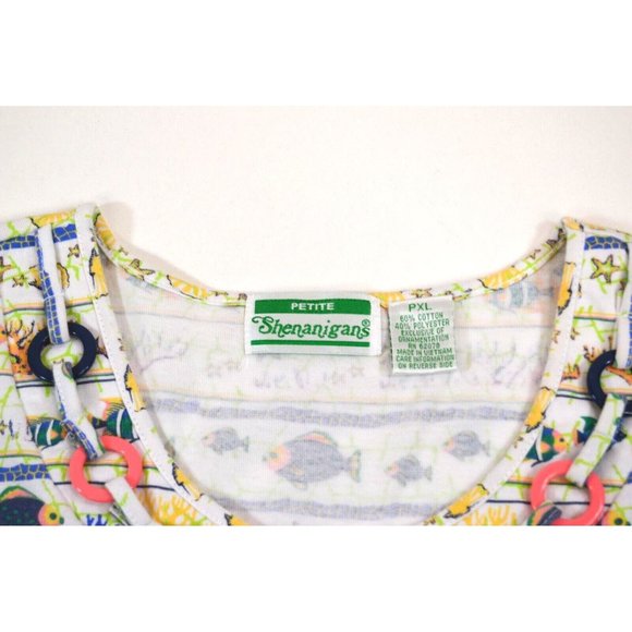 Shenanigans Petite TShirt Top Women Fish Print - Size PXL - Picture 3 of 3